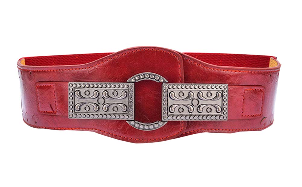 Picture of Panda Superstore PS-CLO2474940011-LILY01561 Womens Retro Carved Buckle Waist Elastic Closure Belts, Red