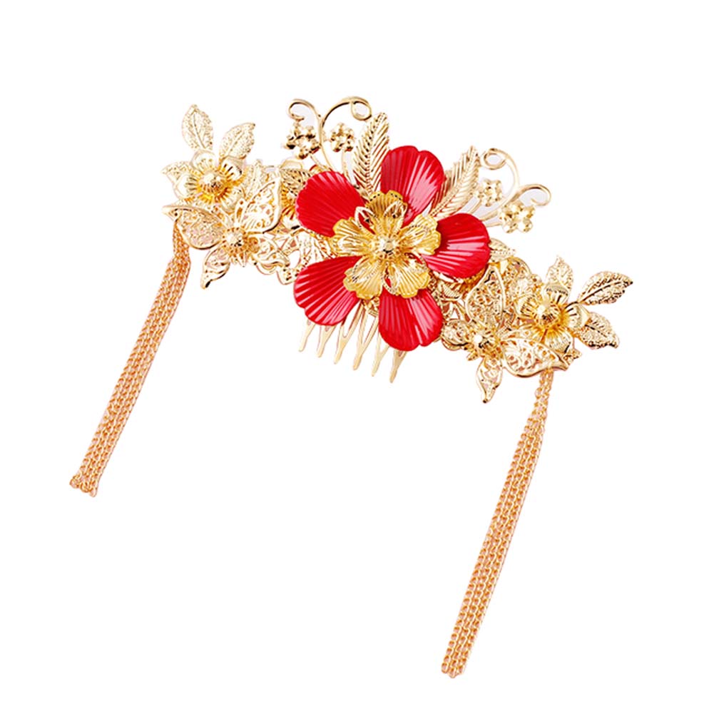 Picture of Panda Superstore PS-BEA11058011-ALIEN01261 Retro Style Alloy Material Gold Plated Hair Combs with Tassel Decoration
