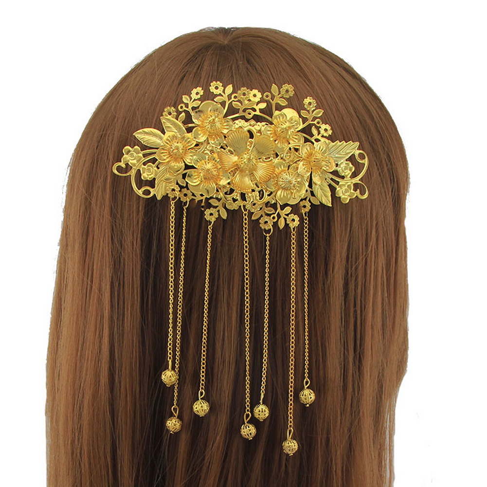 Picture of Panda Superstore PS-BEA11058011-EMILY02667 Exotic Allure Chinese Golden Hair Combs for Cheongsam Hair Accessory, Gold