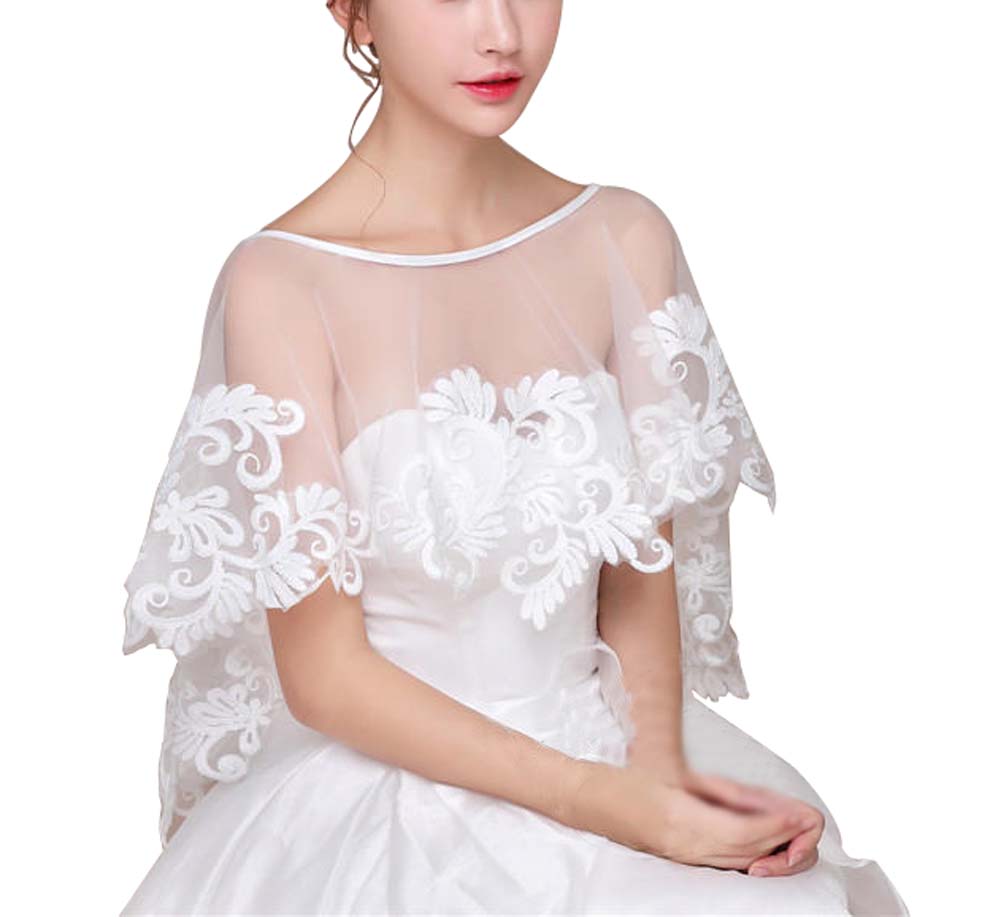 Picture of Panda Superstore PS-CLO2474946011-ALAN03635 Womens Fashion Style Wedding Dresses Lace Bridal Shawls, V