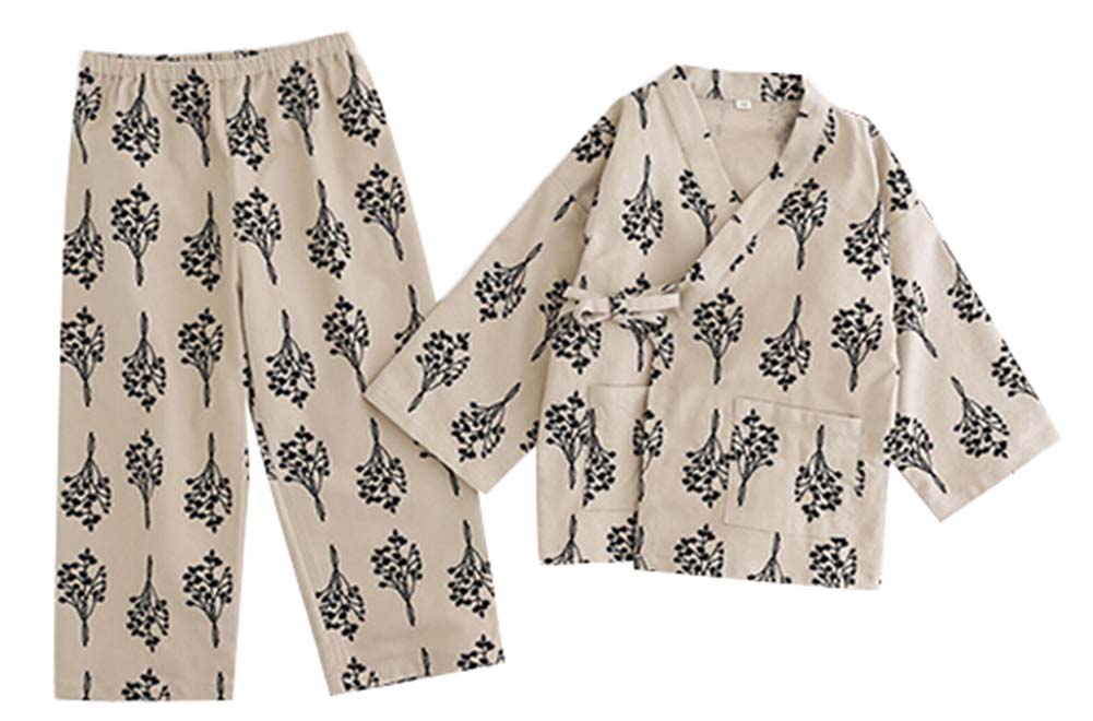 Childrens Bathrobe Autumn & Winter Cute Cotton Kimono Pajamas Suit - Multicolor