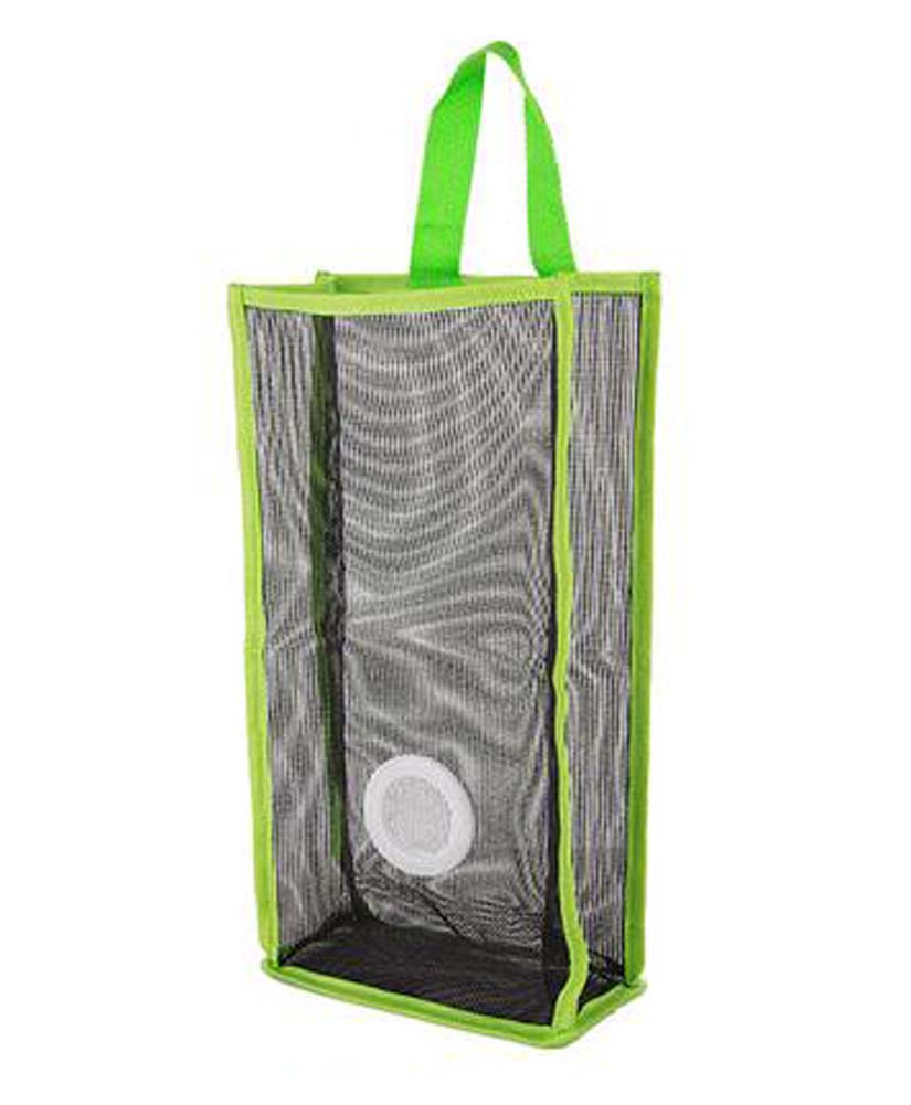 PS-HOM979852011-YAN01596 Wall Mount Plastic Holder Grid Extractable Storage Bag, Green - Set of 2
