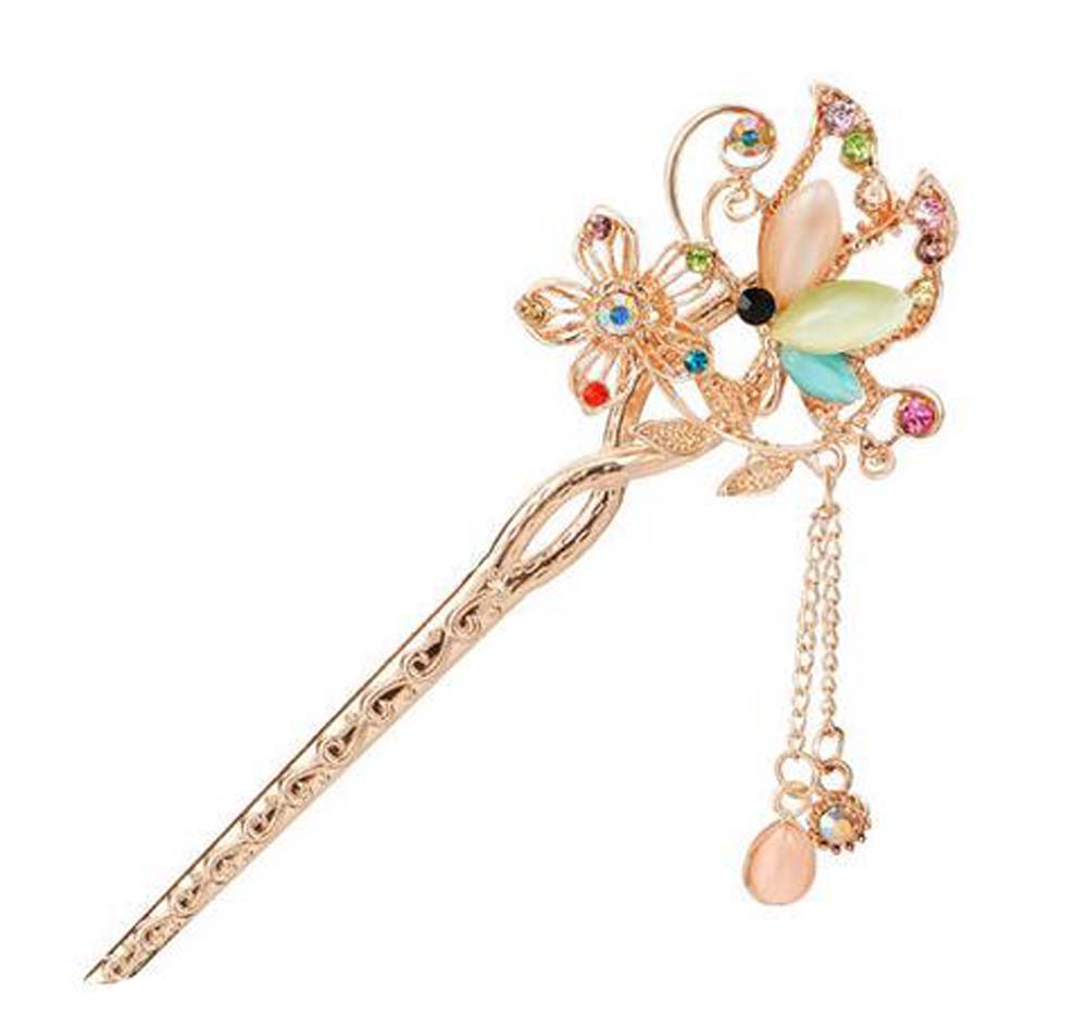 Picture of Panda Superstore PS-BEA11058091-YAN00763 Classical Style Phoenix Metal Rhinestones Hairpin, Multicolor