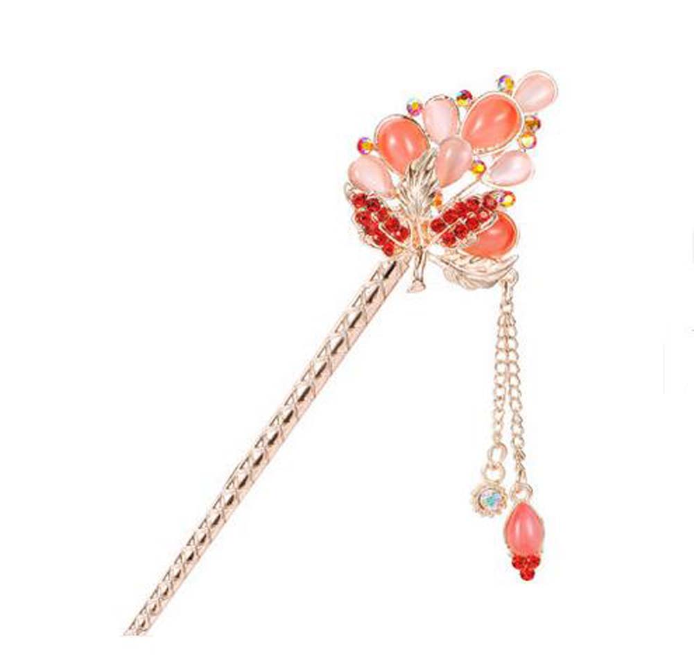 Picture of Panda Superstore PS-BEA11058091-YAN00767 Classical Style Bead Metal Rhinestones Hairpin, Red