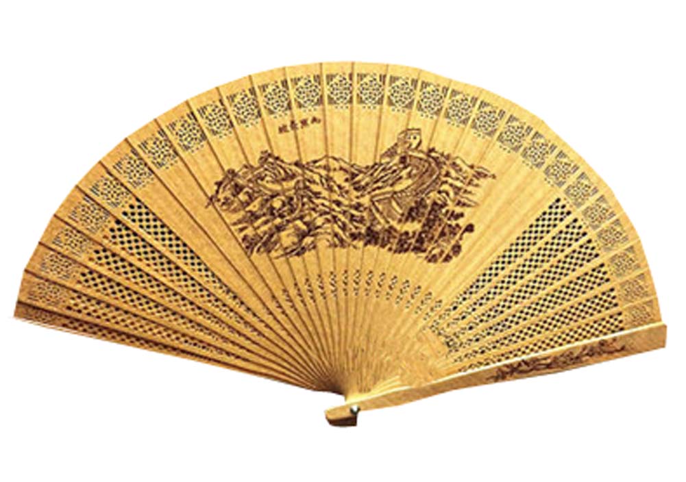 23 x 38 cm Chinese Style Hand Held Wooden Folding Fan