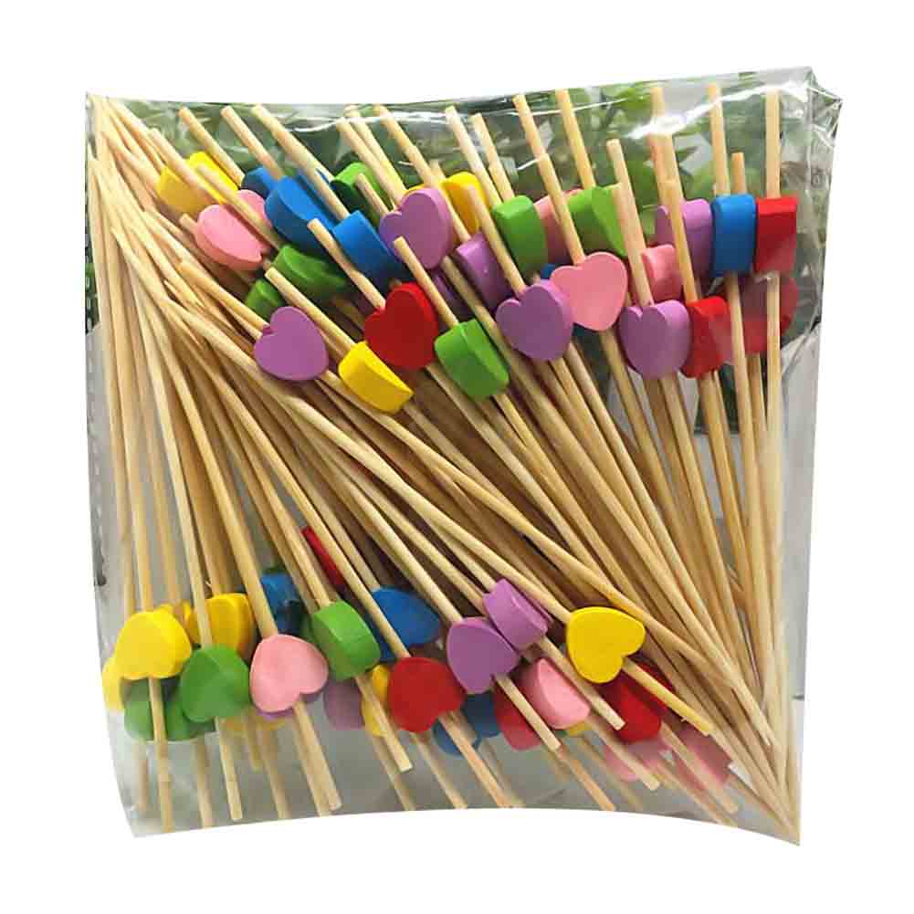 Disposable Bamboo Fruit Cocktail Picks - Heart - 200 Piece