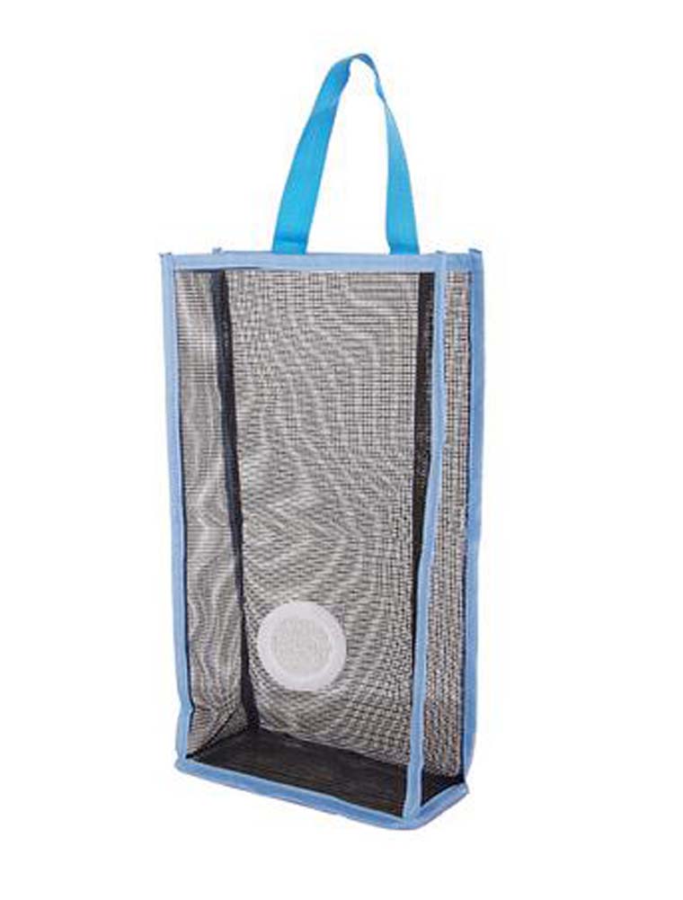 Wall Mount Plastic Grid Extractable Storage Bag, Blue - Set of 2