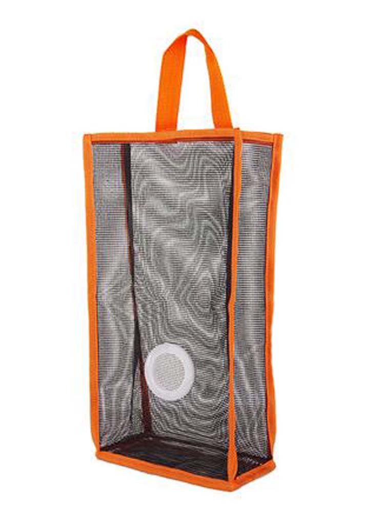 PS-HOM979852011-YAN01598 Wall Mount Plastic Grid Extractable Storage Bag, Orange - Set of 2