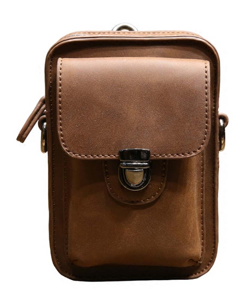 Mens Leisure Crazy Horse Skin Mobile Phone Bag
