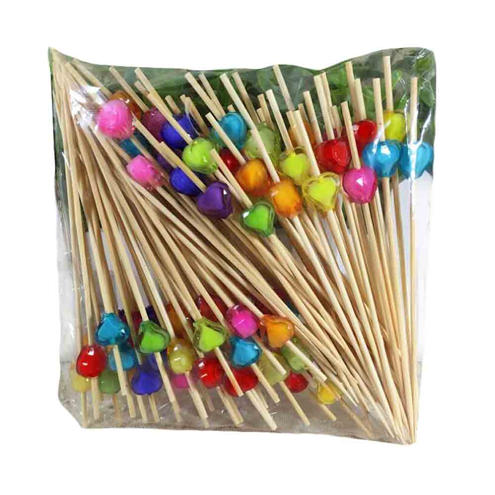 Disposable Bamboo Heart Fruit Cocktail Picks - 200 Piece