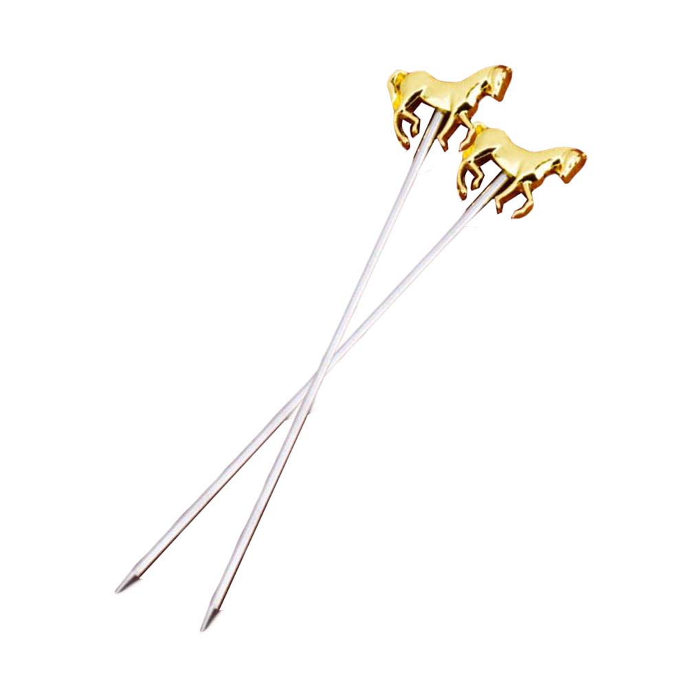 Stainless Steel Cocktail Picks Bar Tool Swizzle Stick Horse - 2 Piece