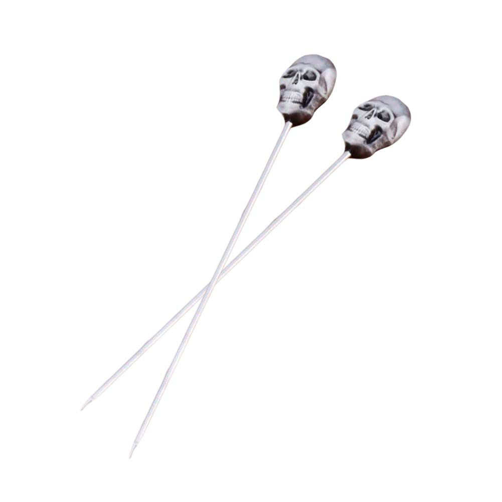 Stainless Steel Skull Cocktail Picks Bar Tool Swizzle Stick - 2 Piece