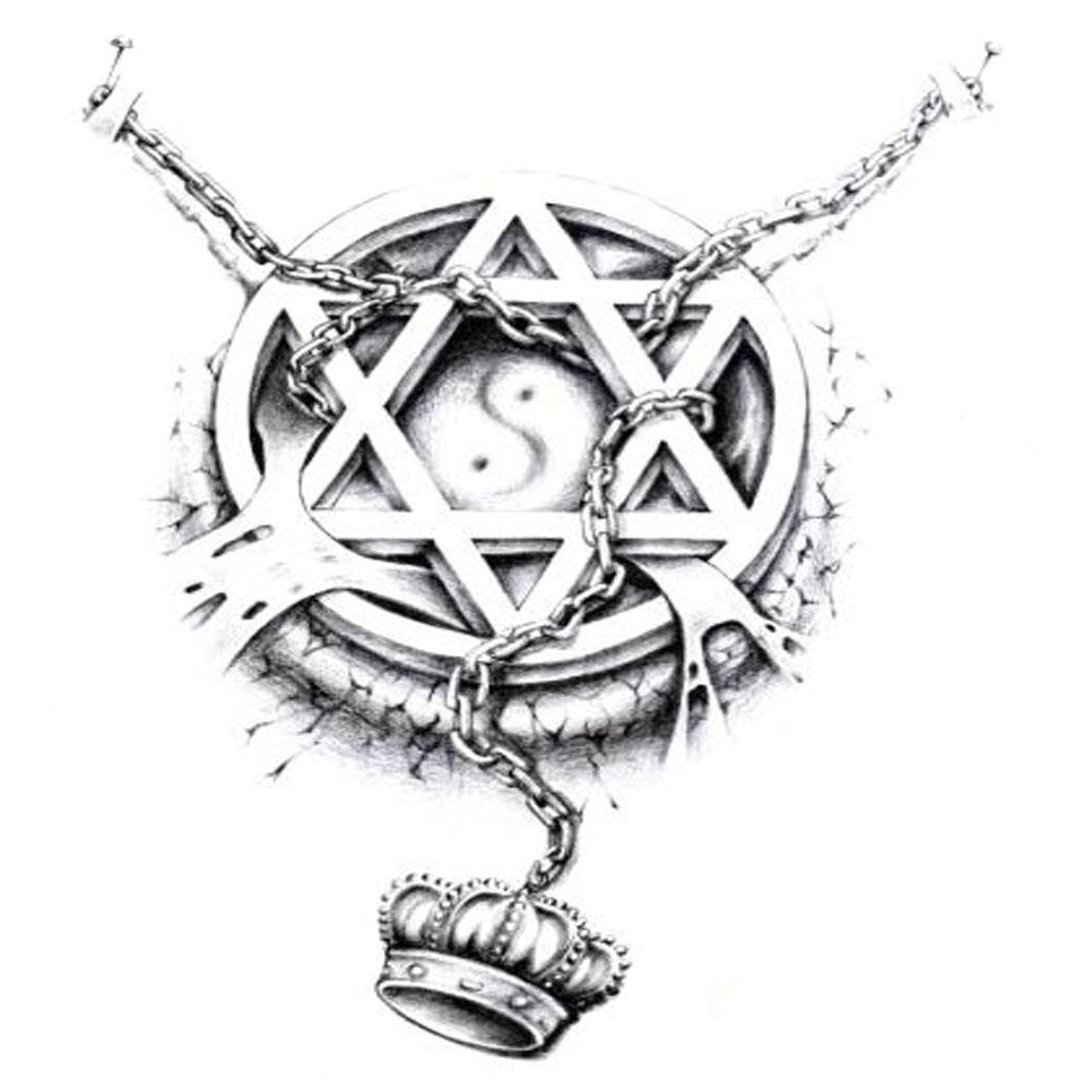 Picture of Panda Superstore PS-BEA6344642011-JESSICA00265 Fashion 3D Hexagram & Crown Totem Temporary Body Tattoo Stickers