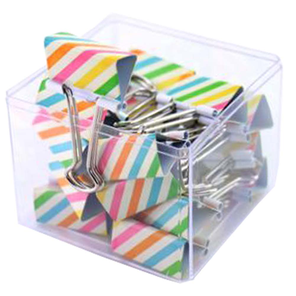 Colorful Stripe Metal Binder Clips - 16 Piece