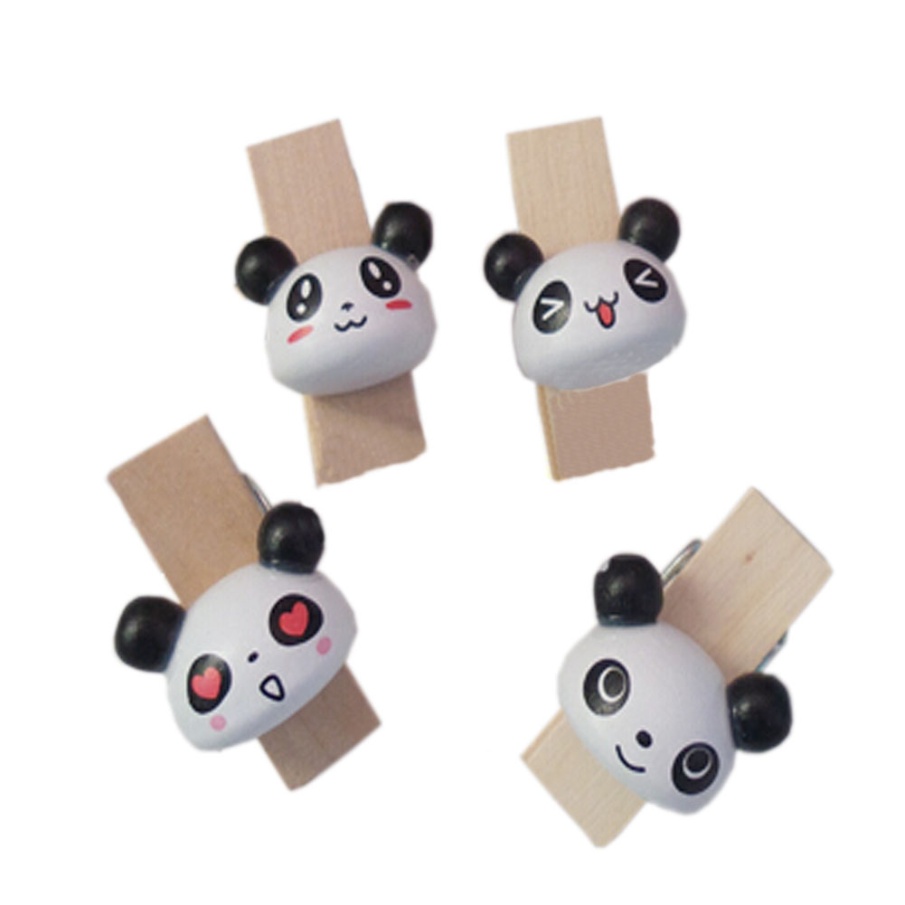 Adorable Panda Wooden Binder Clip - Set of 2