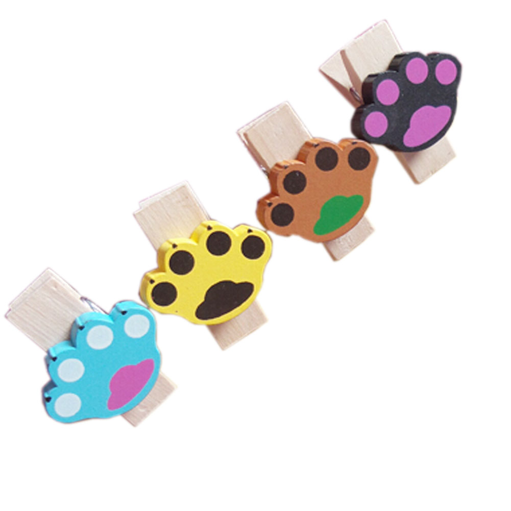Creative Cute Kitty Paw Wooden Binder Clips - Set of 2