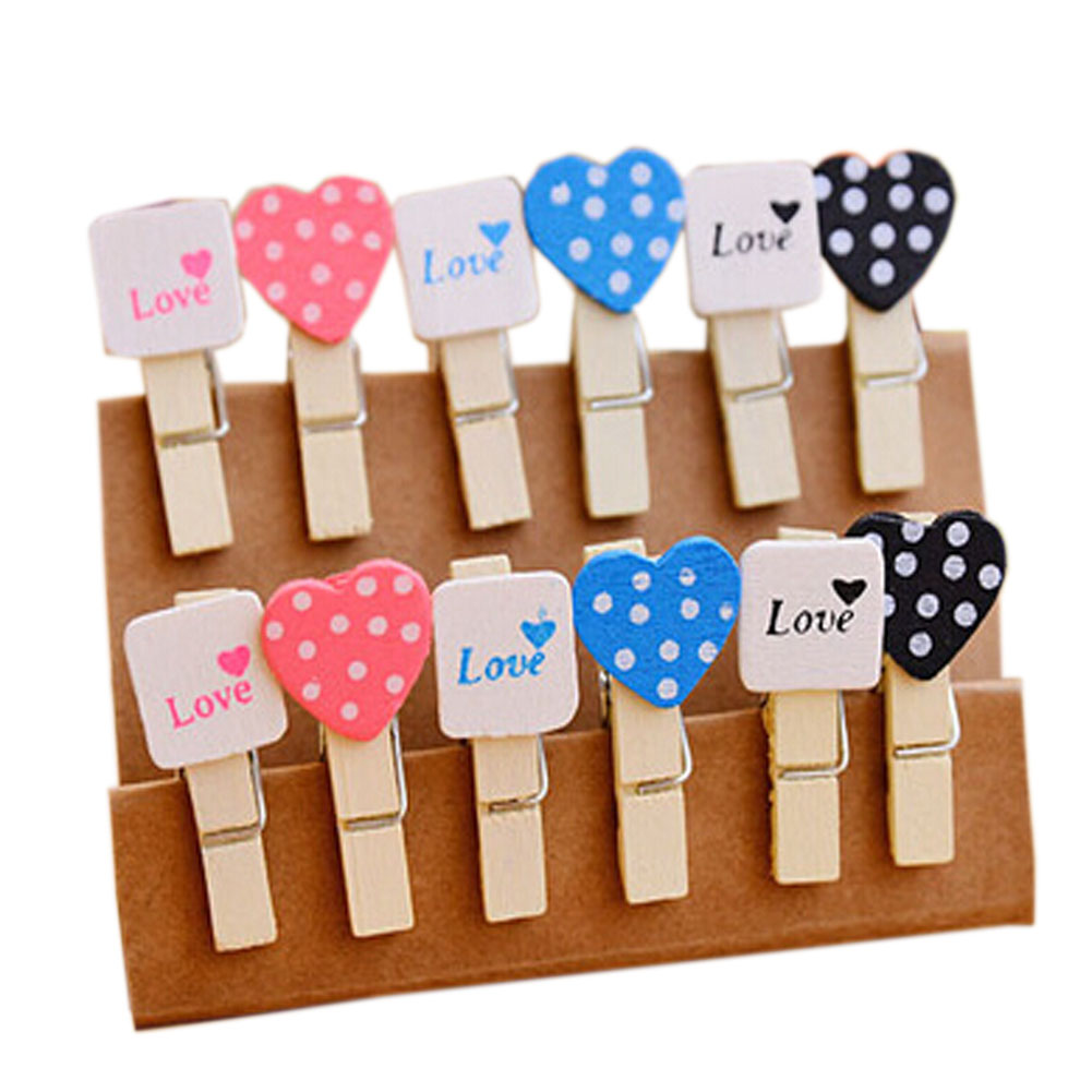 Delicate Sweet Heart Series Wooden Binder Clip