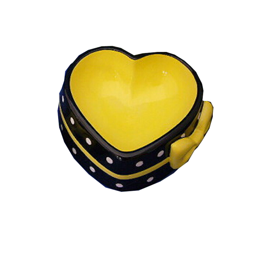 Picture of Panda Superstore PS-PET2975261011-JENNY01094 5 in. Lovely Yellow Bow Ceramic Cat Food Bowl - 12.8 x 12.8 x 5 cm