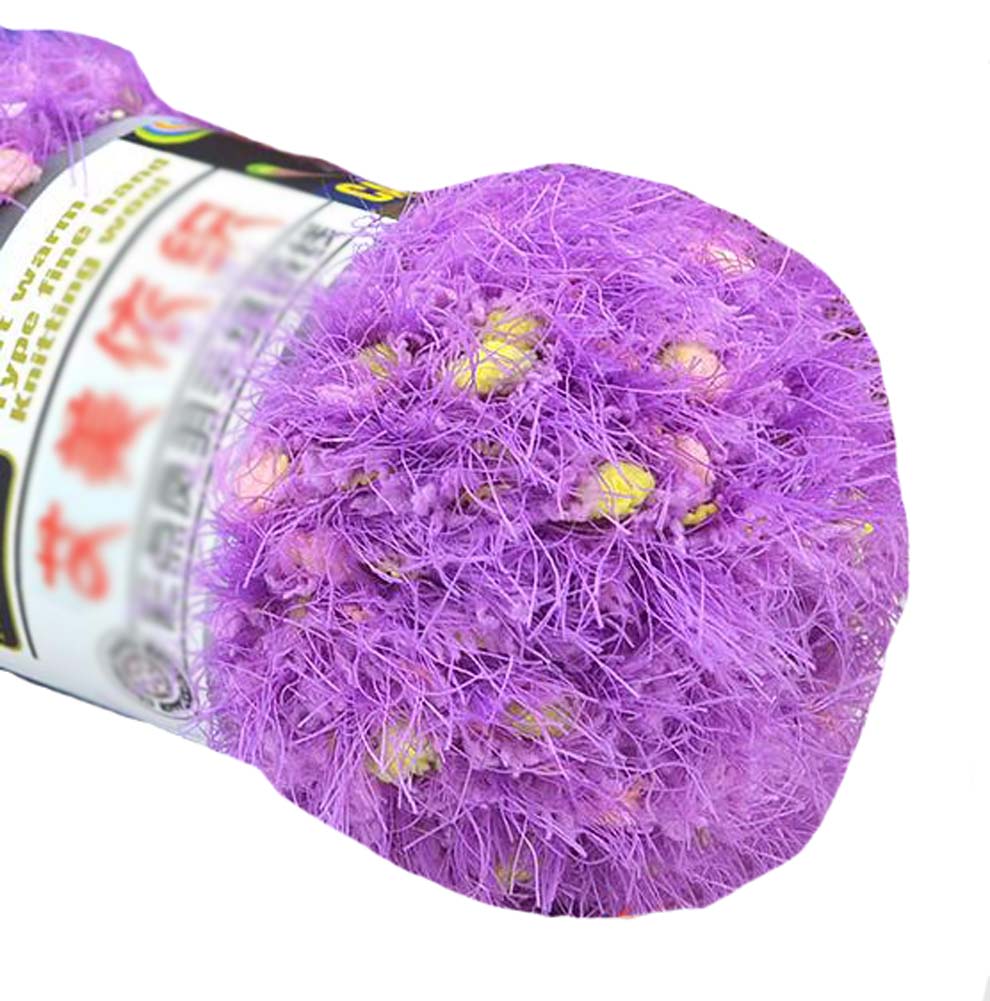 Picture of Panda Superstore PS-HOM262625011-YAN01807 Knitted Hairball Hand-Woven Scarf Soft Yarns, Purple - Set of 3