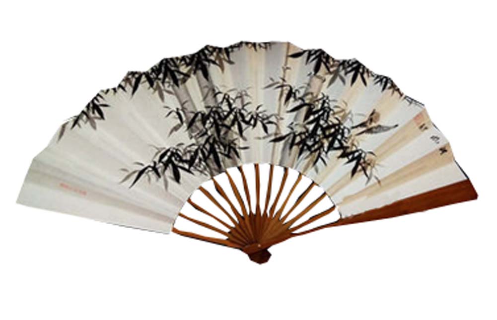 Chinese Hand Held Folding Fans, White - 60 x 33 cm
