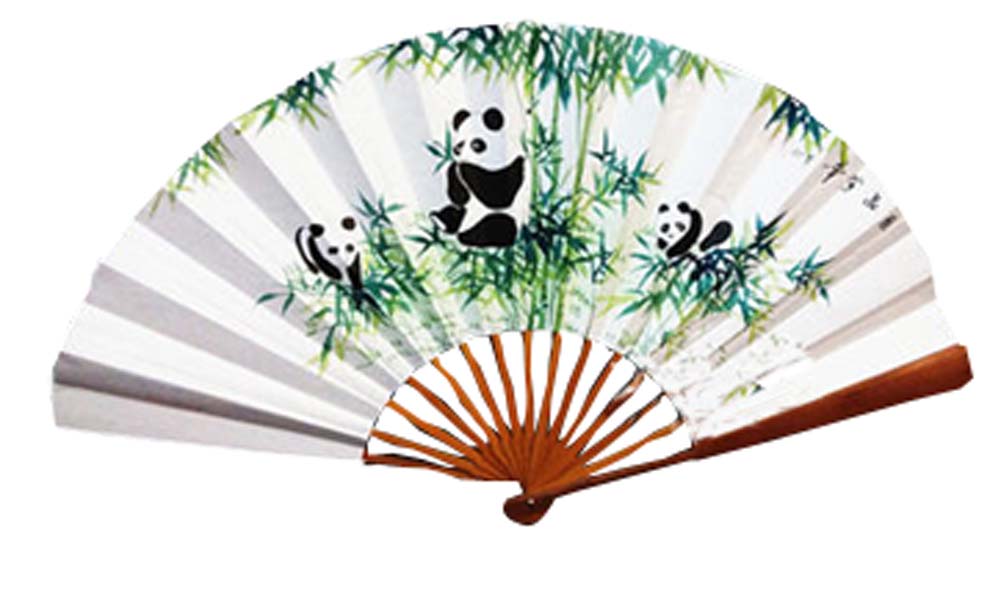 Chinese Hand Held Folding Fans, White - 60 x 33 cm