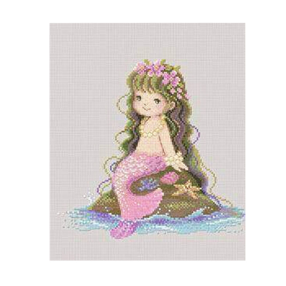 Picture of Panda Superstore PS-HOM12897241-JESSICA00990 8.6 in. Cute Mermaid DIY Cross-Stitch Embroidery Kits Kids Room Decors - 14 Count