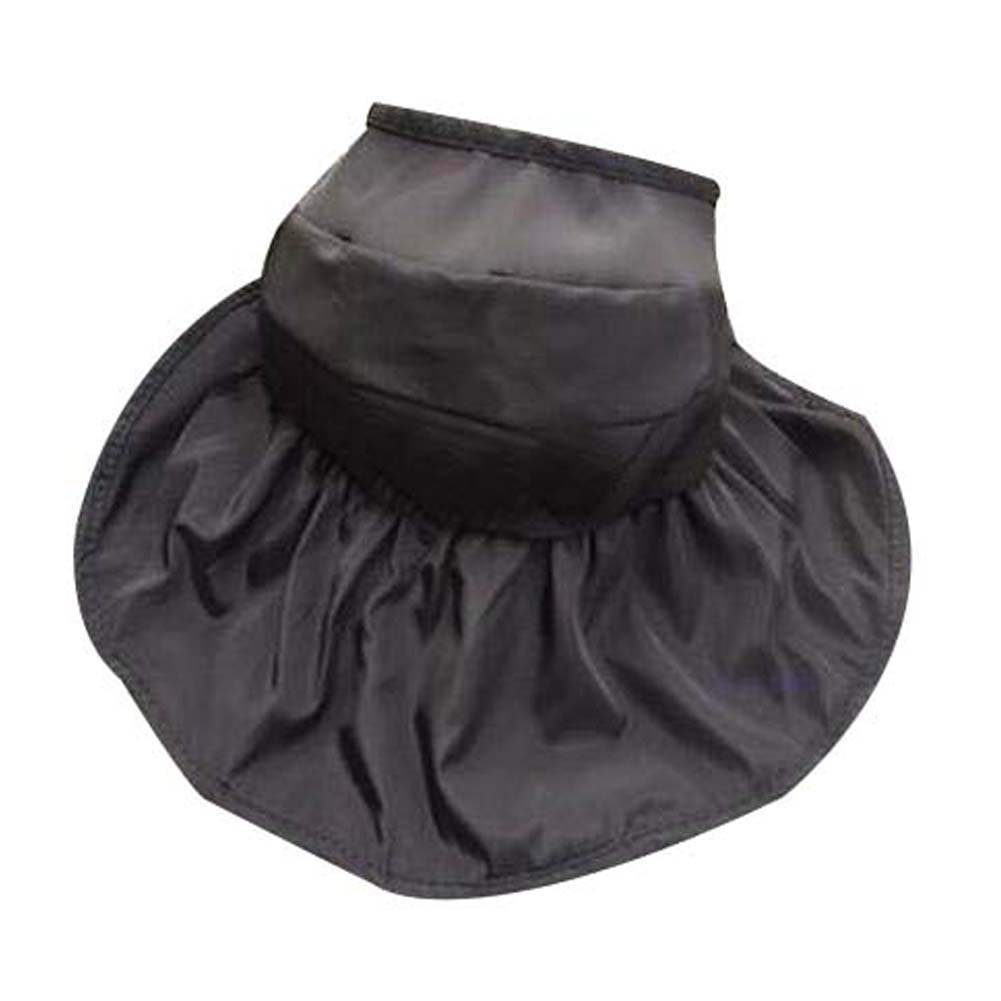 Womens Beautiful Wide Brim Cap Folding Straw & Sun Hat, Black
