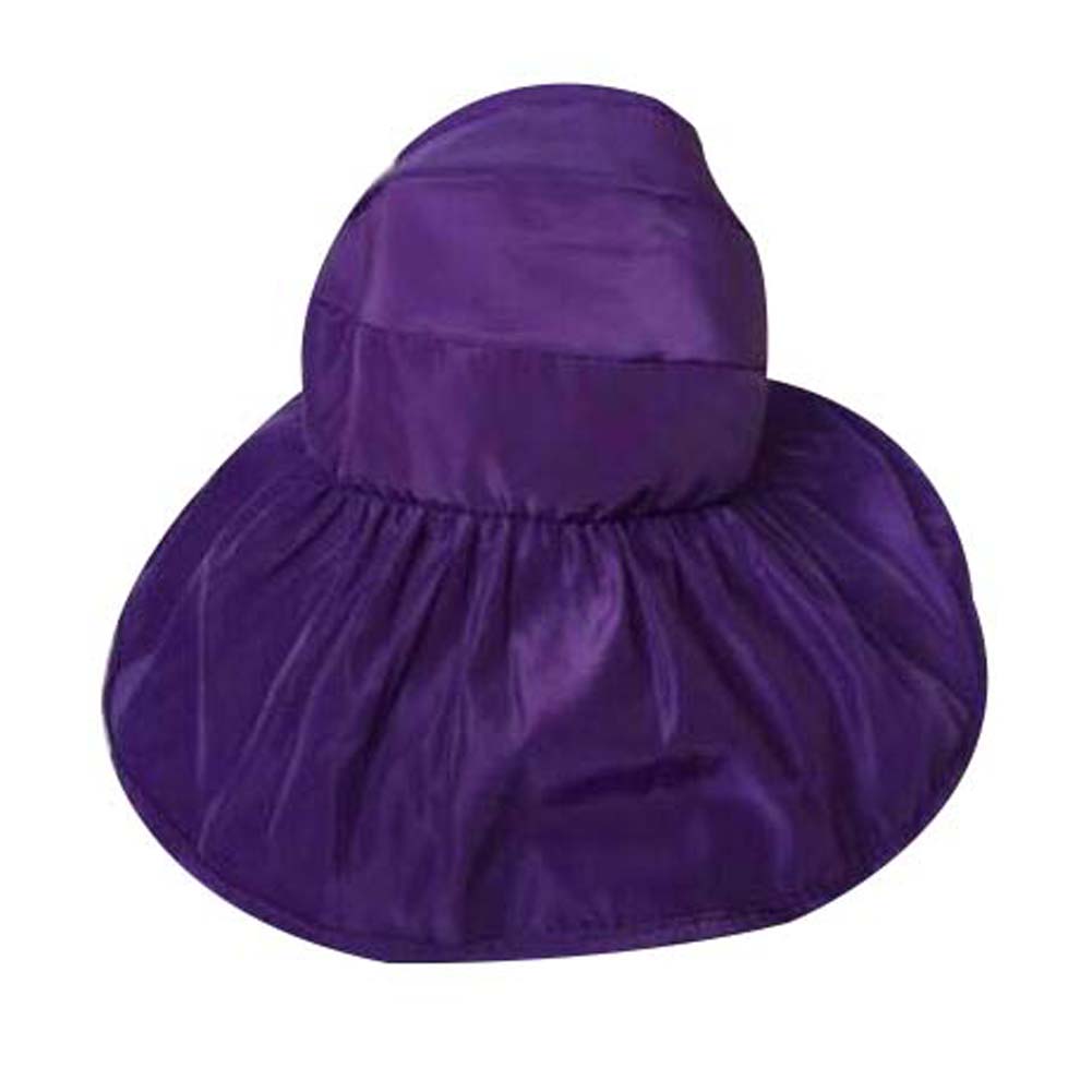 Womens Adjustable Summer Floppy Wide Brim Sun Hat, Purple - Large