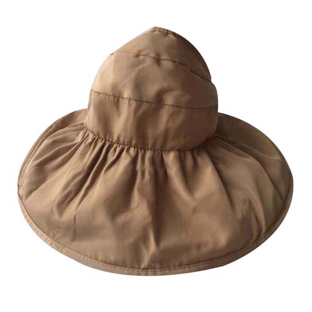Womens Large Wide Brim Floppy Beach Hat Adjustable Sun Hat Sun Visor Cap Khaki