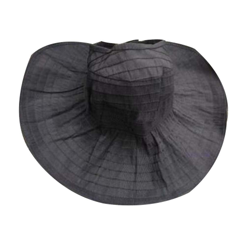 Womens Adjustable Summer Cap Fashion Wide Brim Beach Sun Hat, Black