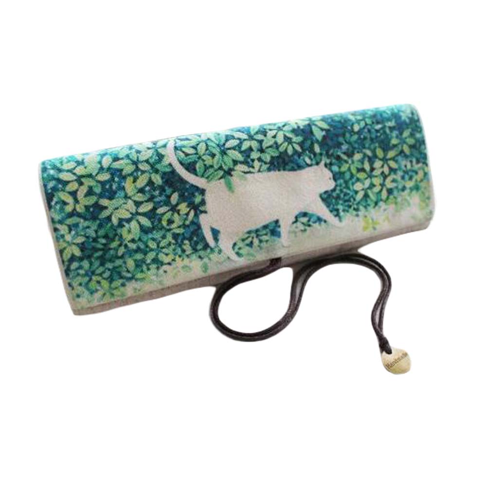 PS-OFF12901041-DORIS00172 Cat Roll up Pencil Case Canvas Pen Case Cosmetic Pencil Pouch Purse Bag