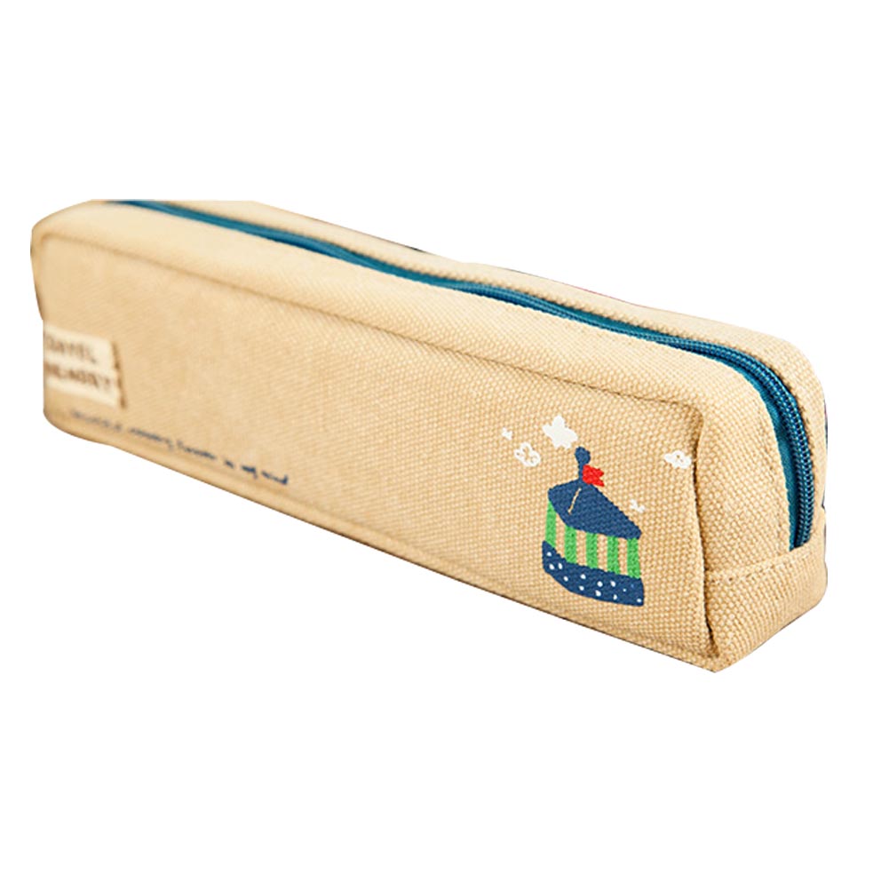 18.5 x 4.5 x 5 cm Durable Canvas Pencil Cases Simple Pattern Pencil Bag