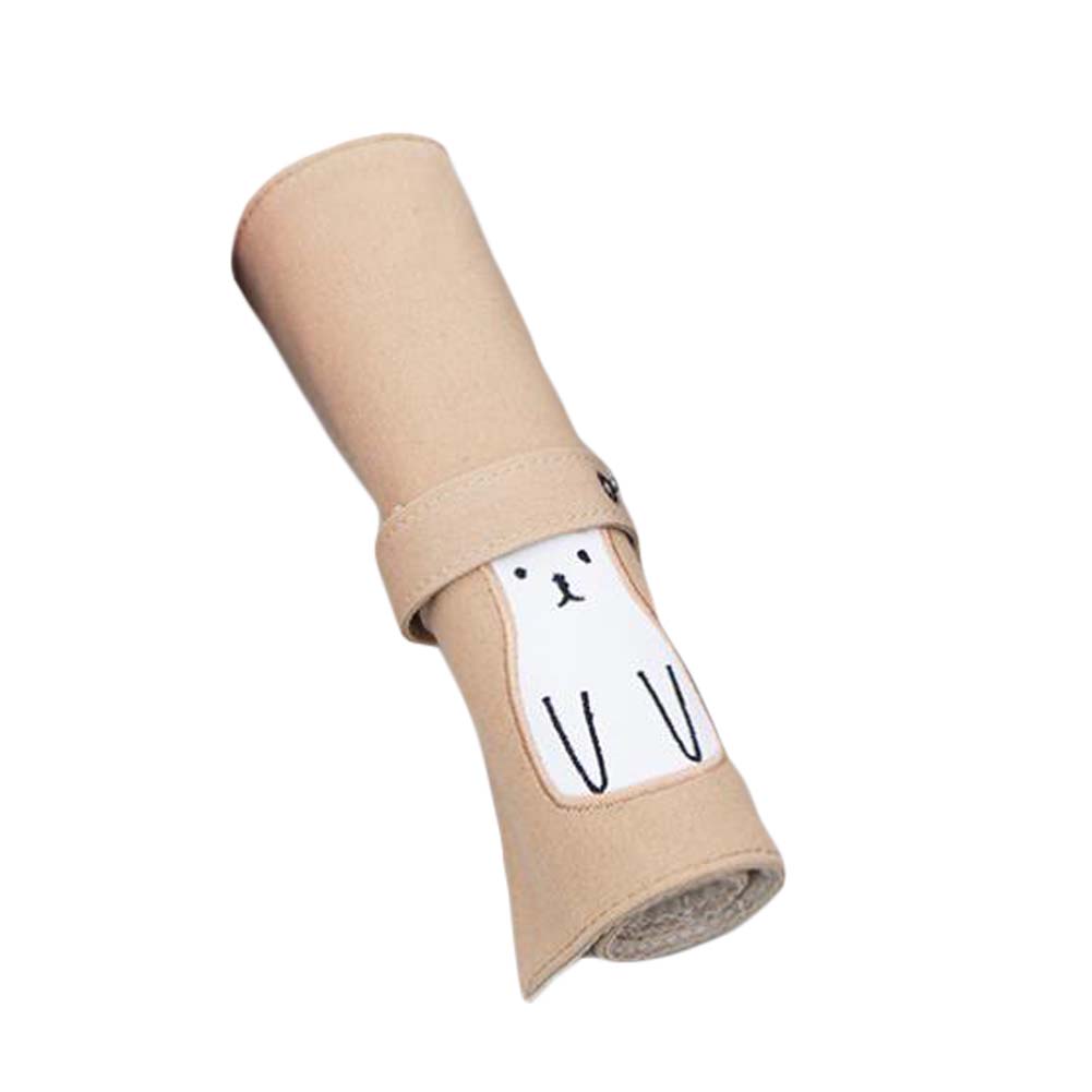 PS-OFF12901041-DORIS00295 Bear Roll up Pencil Case Portable Canvas Pen Case Lovely Cosmetic Pencil Pouch