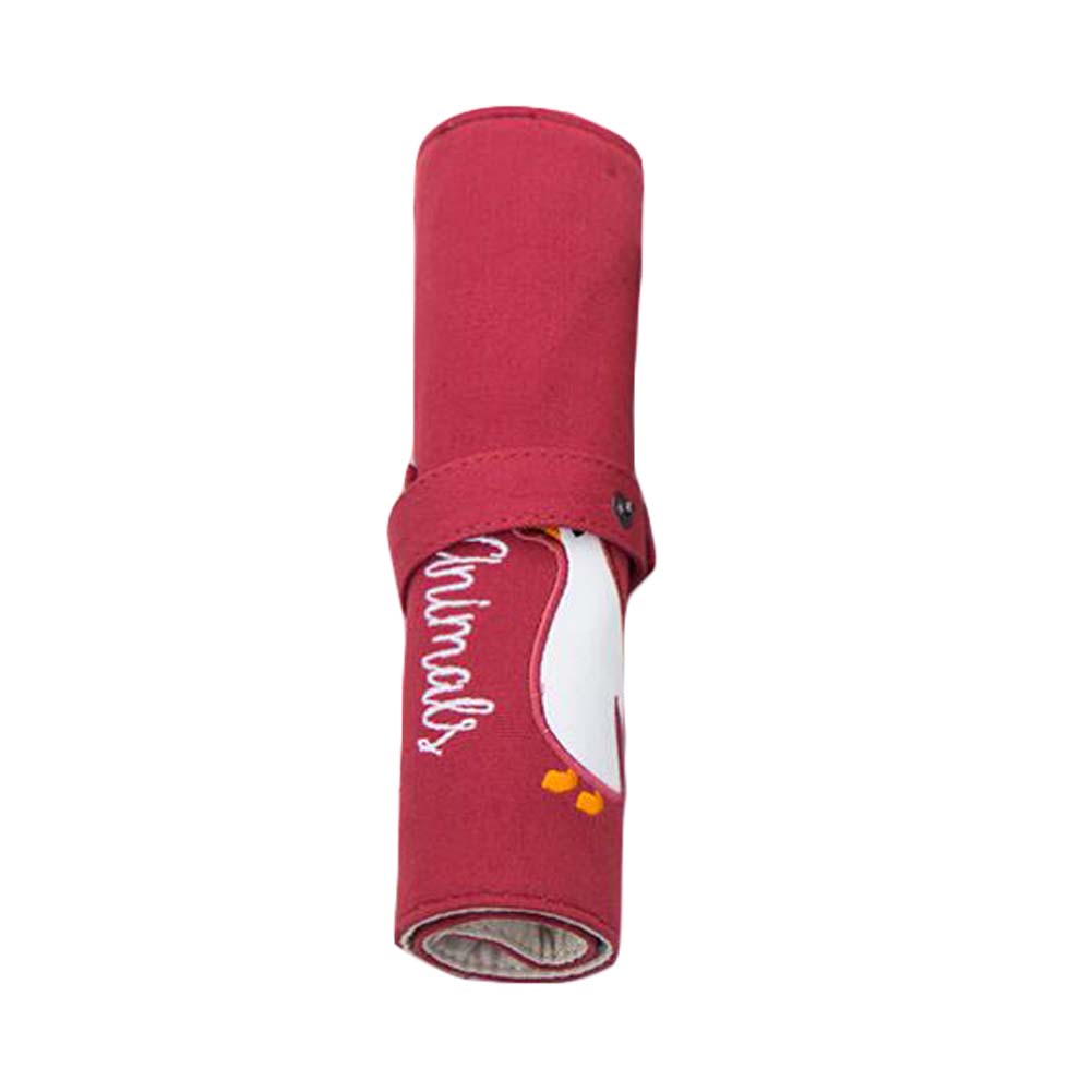 PS-OFF12901041-DORIS00296 Penguin Roll up Portable Pencil Pen Case Lovely Canvas Cosmetic Pencil Pouch