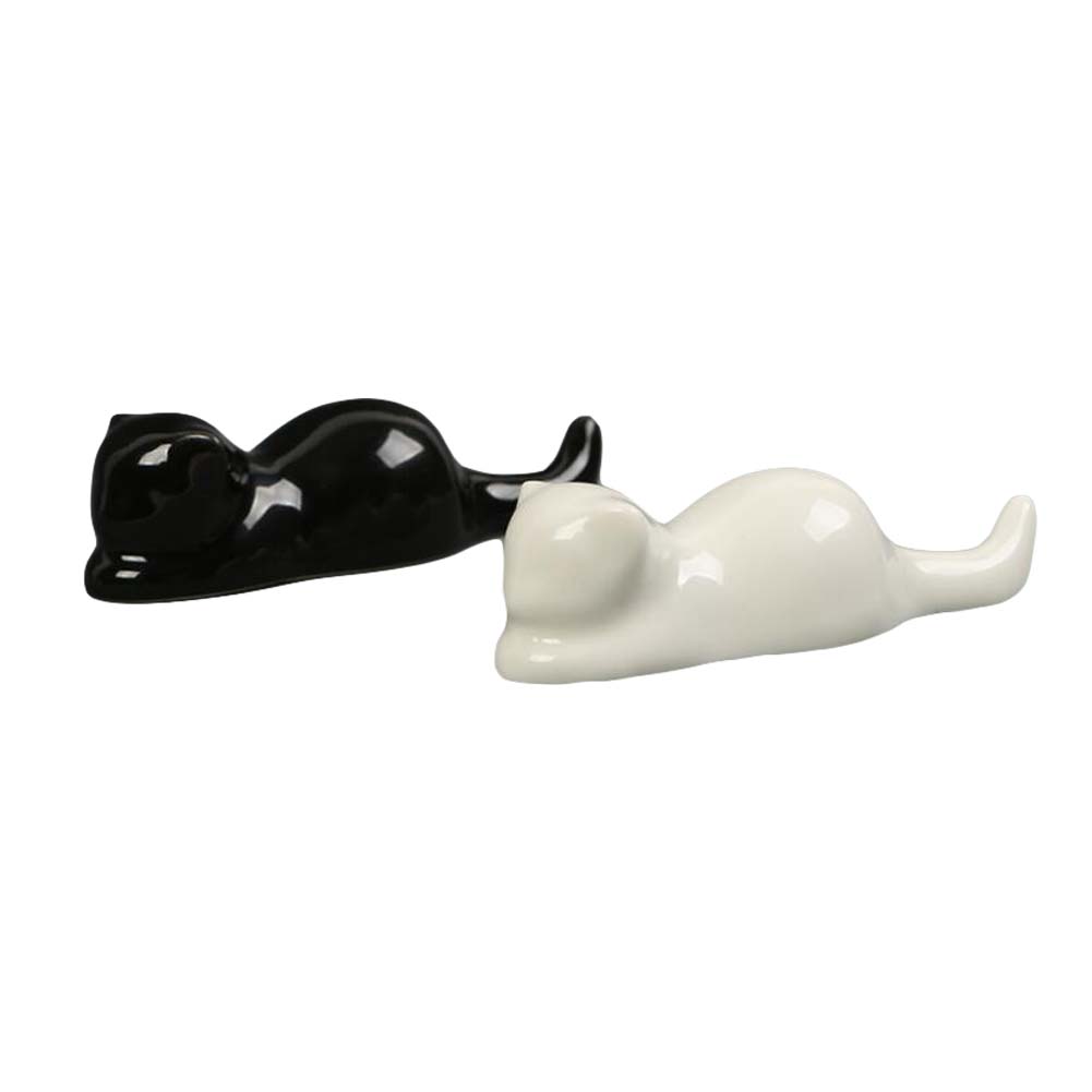 White Black Cat Writing Brush Holder Calligraphy Drawing Art Brush Holder Rack