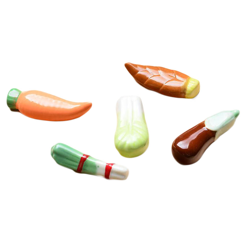5 Pcs Drawing Writing Brush Holder Ceramic Vegetable Brush Holder Random Pattern