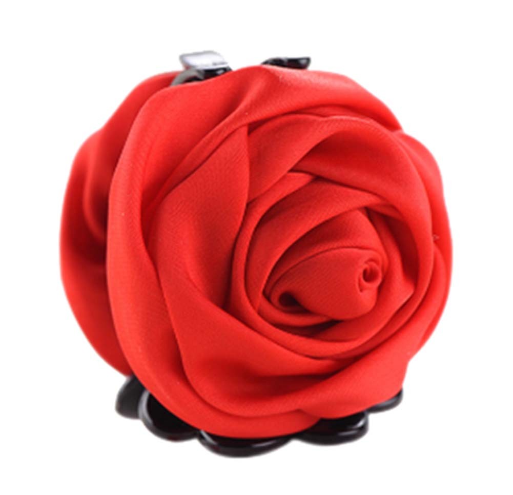 Picture of Panda Superstore PS-BEA11057981-SUSAN00523 Beautiful Rose Flower Hair Clips & Headwear Ponytail Clip - Red