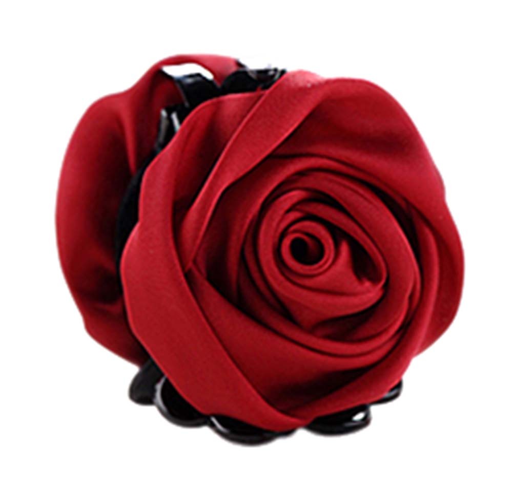 Picture of Panda Superstore PS-BEA11057981-SUSAN00525 Beautiful Rose Flower Hair Clips & Headwear Ponytail Clip - Wine Red