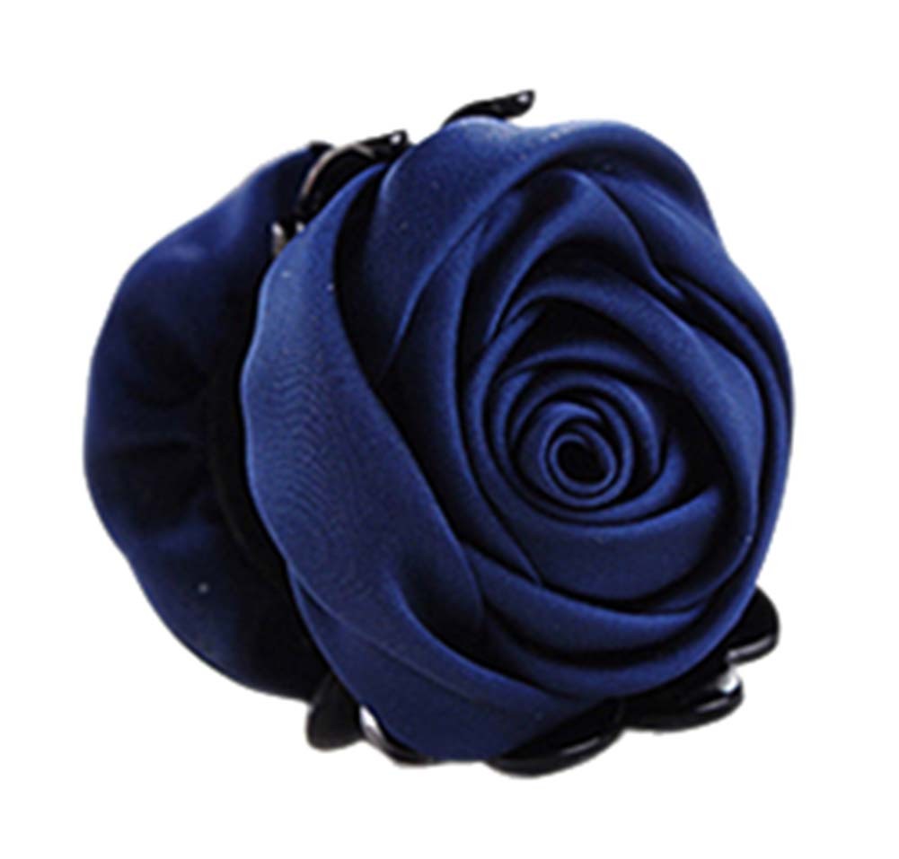 Picture of Panda Superstore PS-BEA11057981-SUSAN00526 Beautiful Rose Flower Hair Clips & Headwear Ponytail Clip - Navy Blue