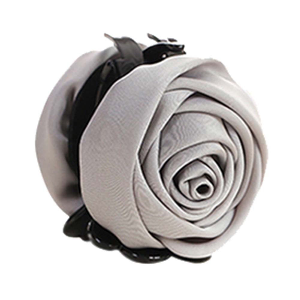 Picture of Panda Superstore PS-BEA11057981-SUSAN00533 Beautiful Rose Flower Hair Clips & Headwear Ponytail Clip - Grey