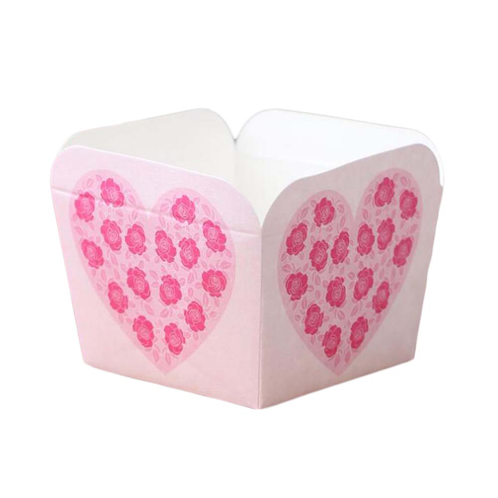 Picture of Panda Superstore PS-HOM2231408011-DORIS01838 Paper Baking Cup Heat-Resistant Square Cupcake & Muffin Cup&#44; Rose Heart - 50 Piece