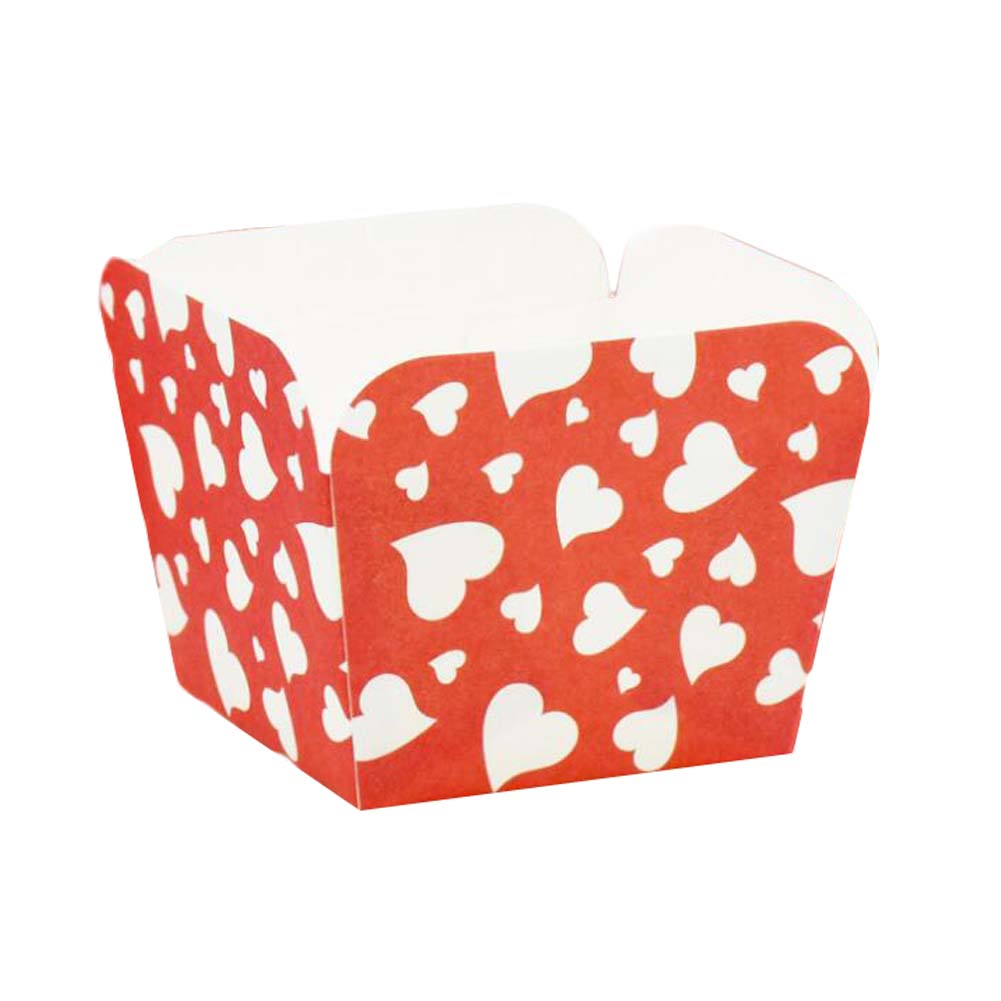 Picture of Panda Superstore PS-HOM2231408011-DORIS01851 Heat - Resistant Cupcake Paper Baking Cup Square Muffin Cup, Red Heart - 100 Piece