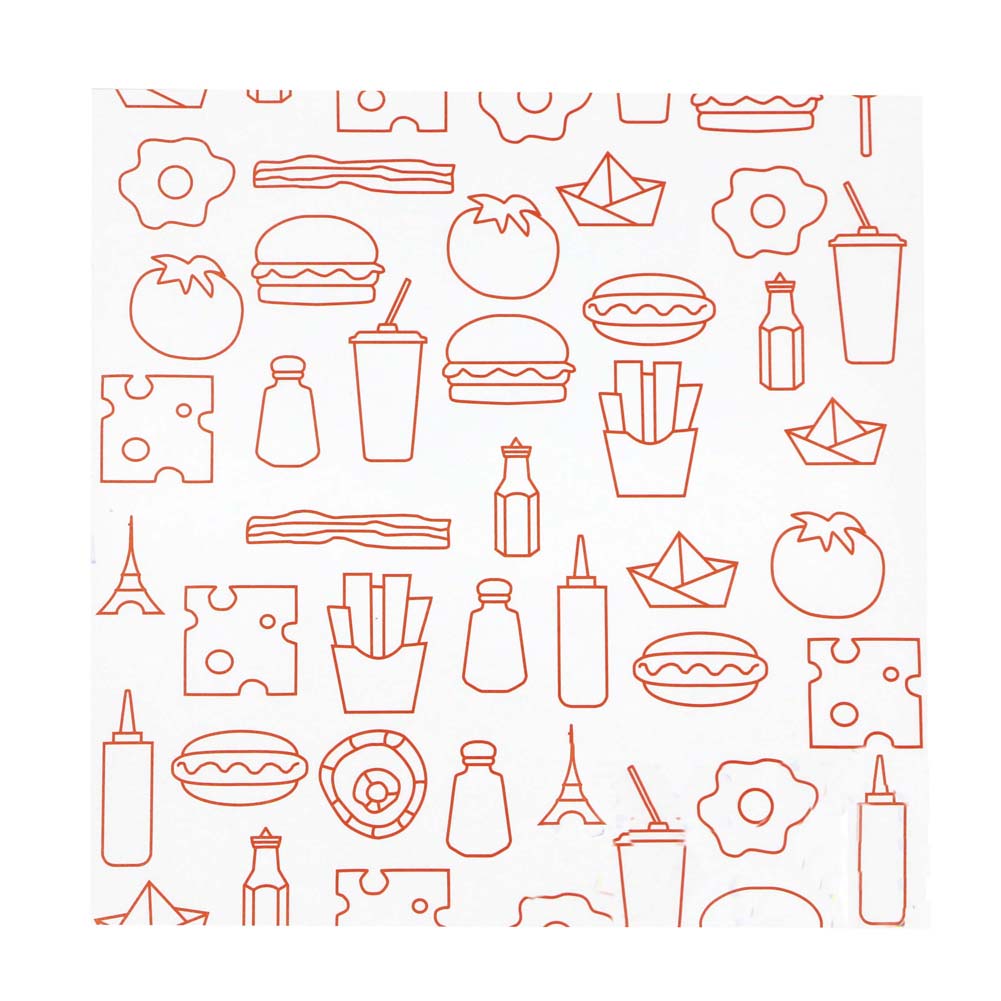 Red Graffiti Baking Grease-Proof Wax Hamburger Papers - 200 Piece