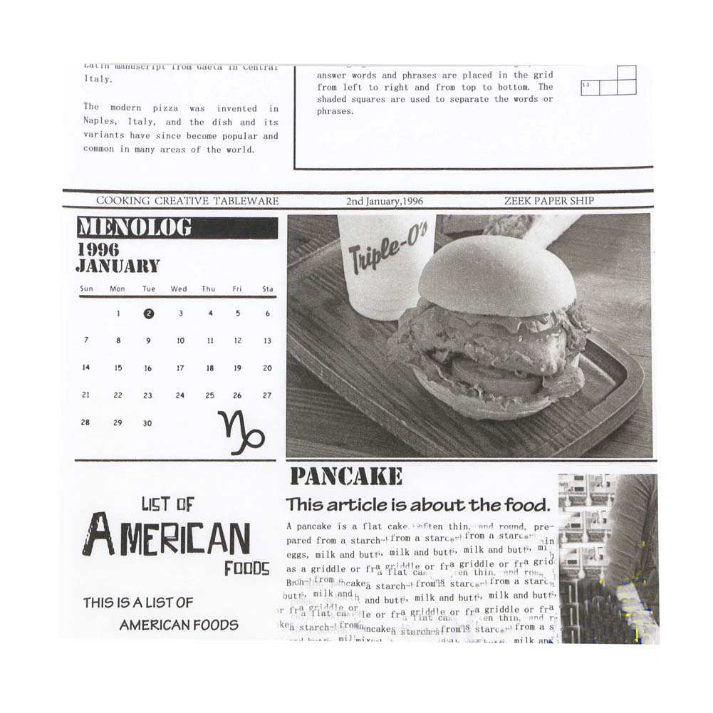 Grease-Proof Wax Papers Baking Hamburger Newspaper Papers - 200 Piece