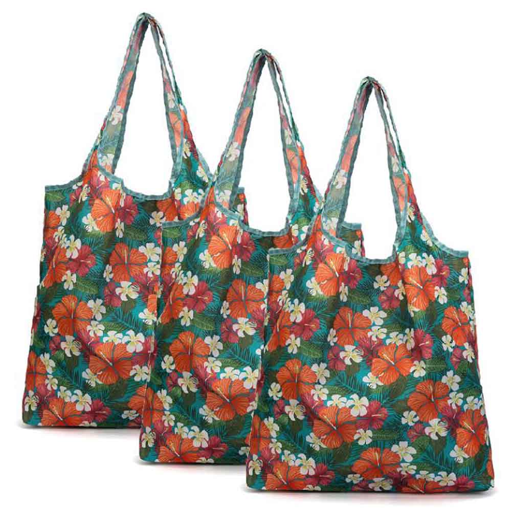 Picture of Panda Superstore PL-HOM1252210011-DORIS00103-RP Flower Reusable Grocery Bags Foldable Boutique Portable Storage Shopping Bags - 3 Pieces