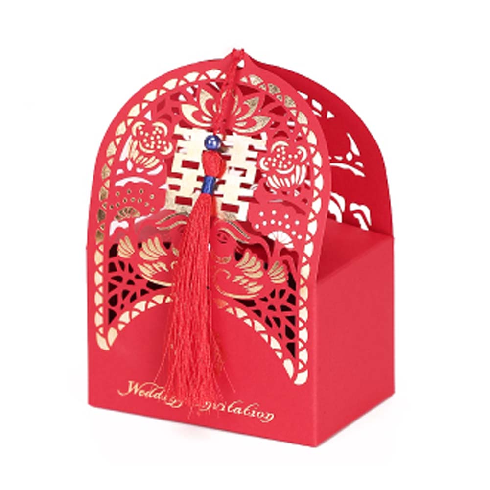 Picture of Panda Superstore PS-HOM13761871-SUE02615 Laser Cut Chinese Style Wedding Favors Event Party Supplies, Red - 10 Piece