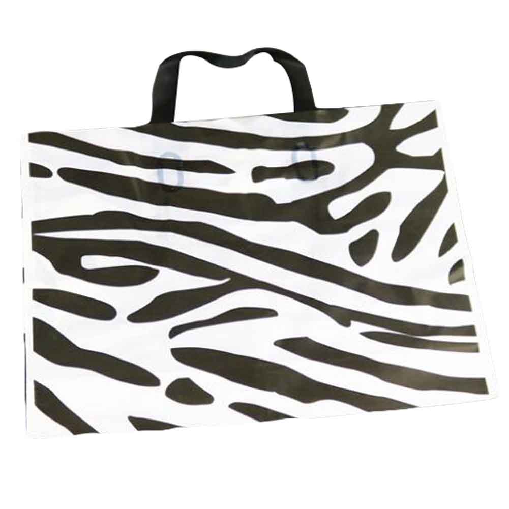 Picture of Panda Superstore PL-HOM1252210011-DORIS00073 Zebra Pattern Plastic Boutique Retail Store Gift Shopping Bags - 50 Piece
