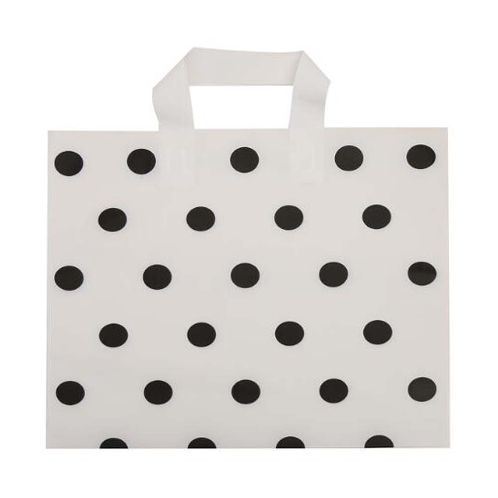 Picture of Panda Superstore PL-HOM1252210011-DORIS00083 Polka Dot Plastic Boutique Retail Tote Shopping Bags, White - 48 Pieces