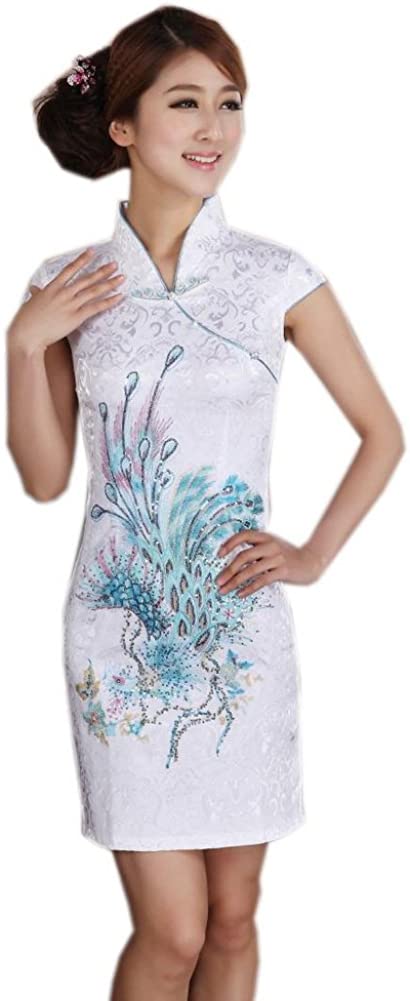 Picture of Panda Superstore BT-CLO1045024-EMILY03095 Traditional Chinese Sequin Phoenix Cheongsam Dress&#44; Blue - Medium
