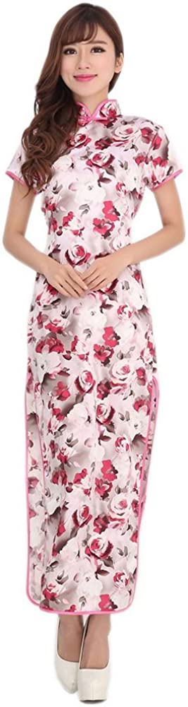 Picture of Panda Superstore BT-CLO1045024-EMILY03104 Stylish Floral Print Long Qipao Dress&#44; Red - Medium